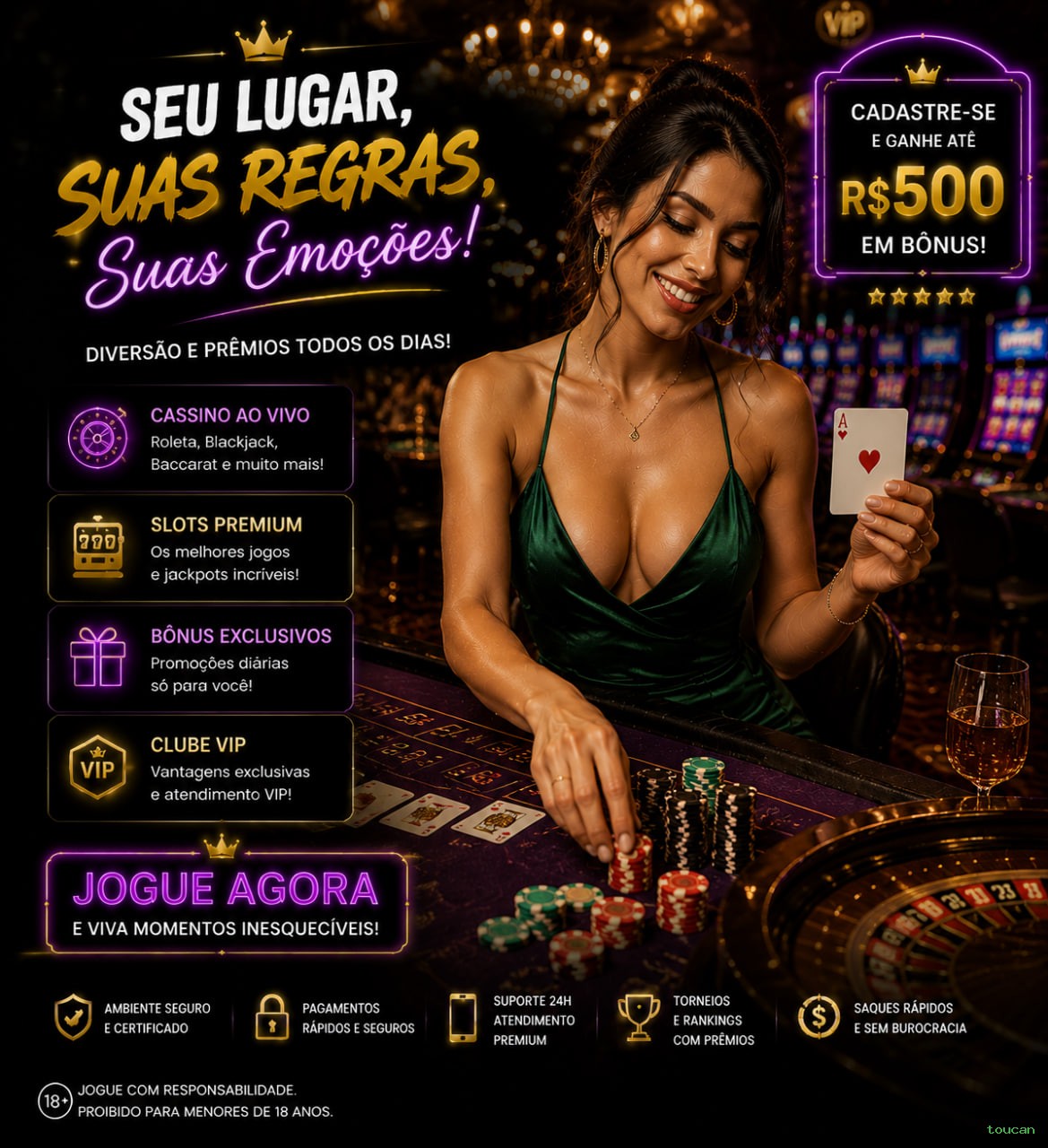 Métodos de pagamento aceitos na toucan